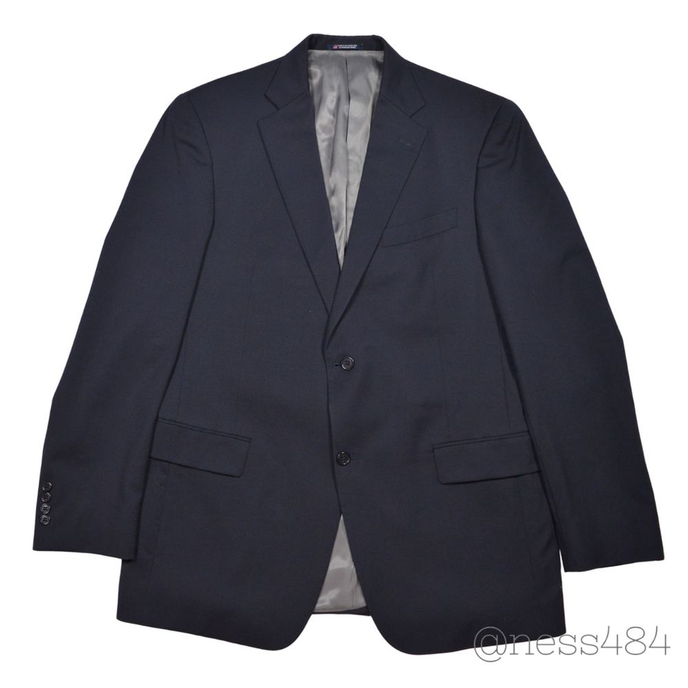 Hart Schaffner Marx Mens Navy Wool Blend Sport Coat Blazer Jacket Size 43L